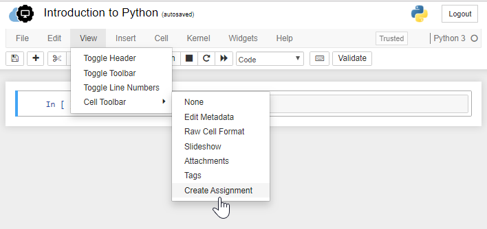 create notebook assignment