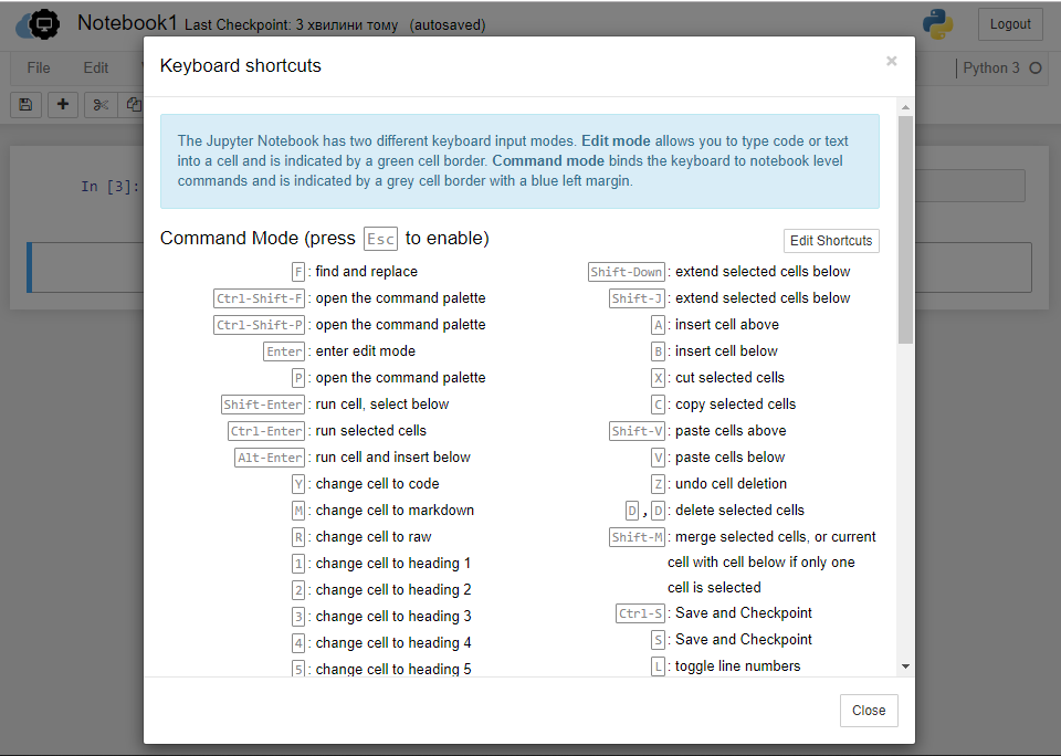 keyboard shortcuts